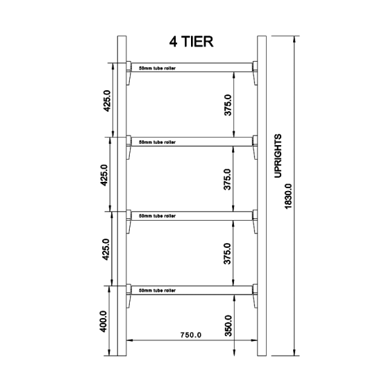 4-Tier Front Loading Standard Racking